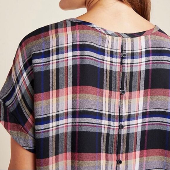 Anthropologie Cloth & Stone Mallory Plaid Blouse (Size: S) EUC - Picture 2 of 12